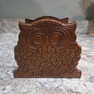 Vintage Wooden Owl Napkin Or Bill Holder Cottagrcore